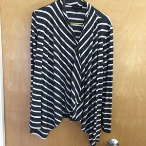 Striped open T-shirt cardigan. Large